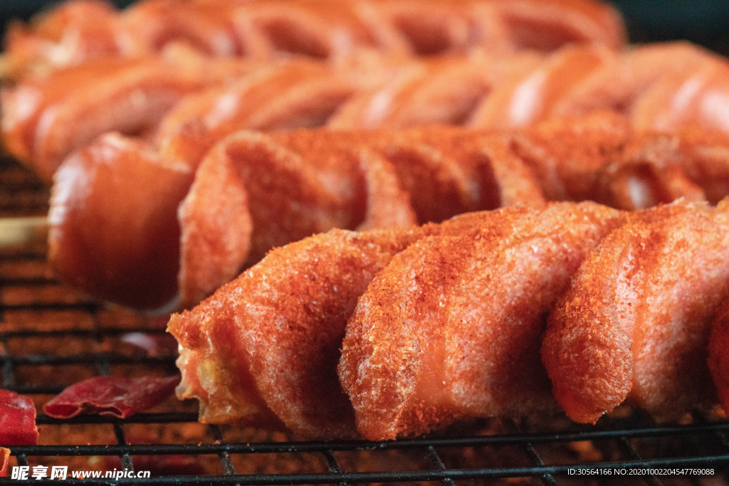 火腿肠烧烤美食食材背景素材