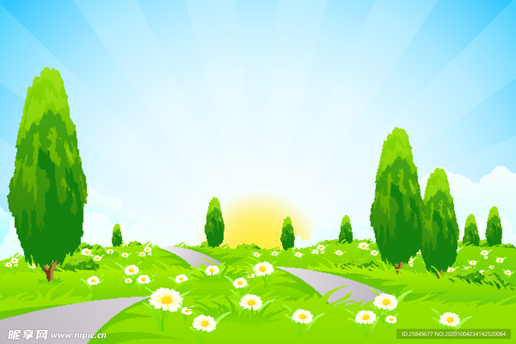 风景画 树叶 森林树叶  插画