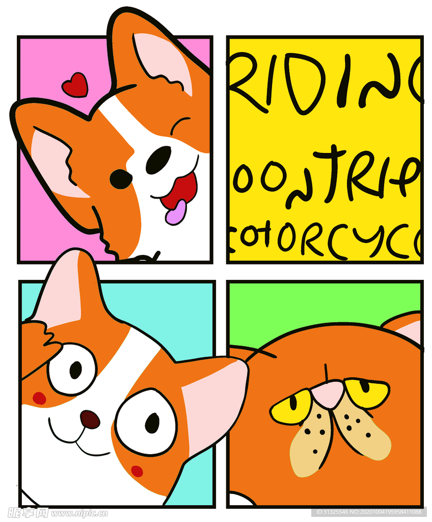 柯基 狗狗 四宫格 猫