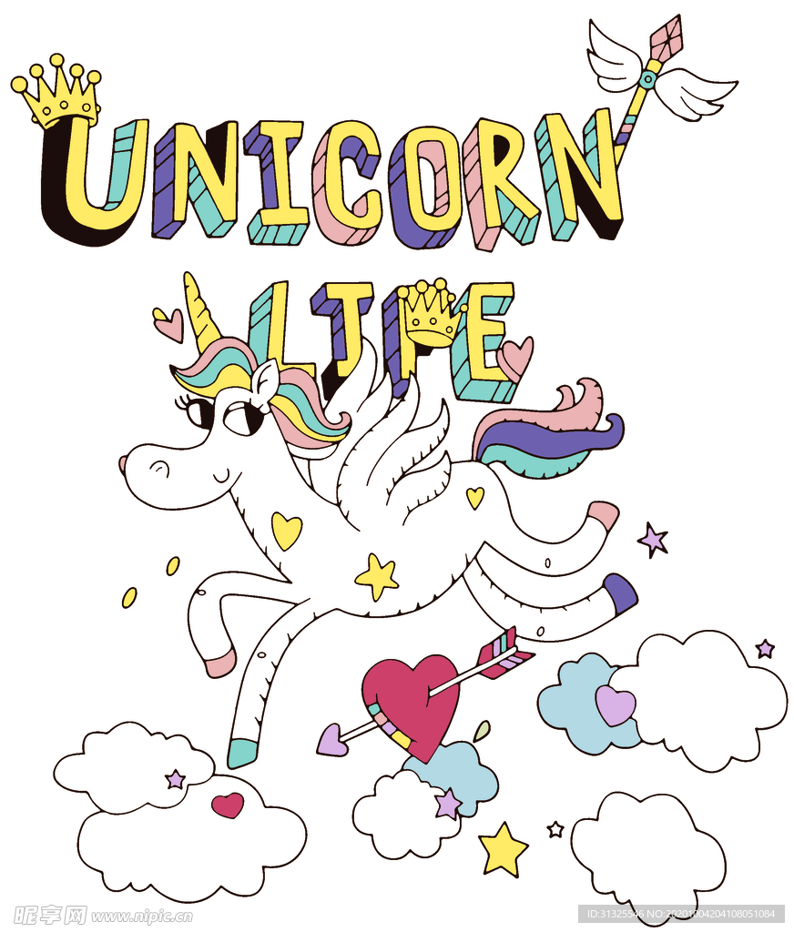 彩虹马 皇冠 翅膀