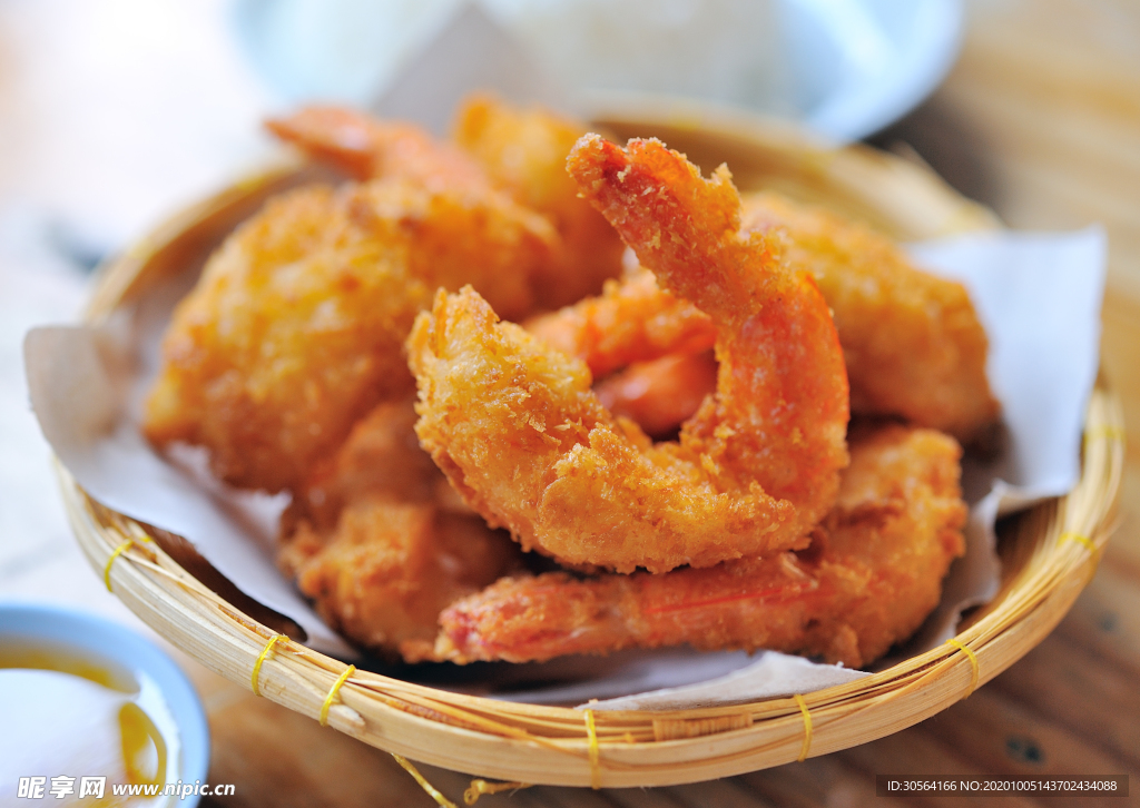 油炸大虾美食食材背景海报素材