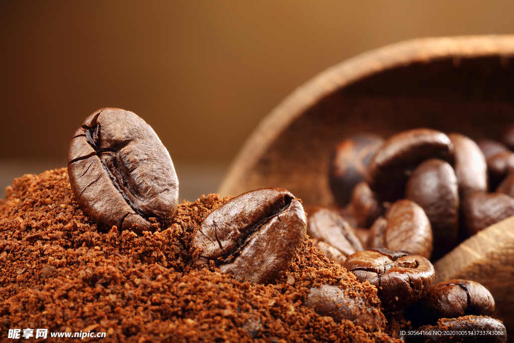 咖啡豆咖啡粉饮品背景海报素材