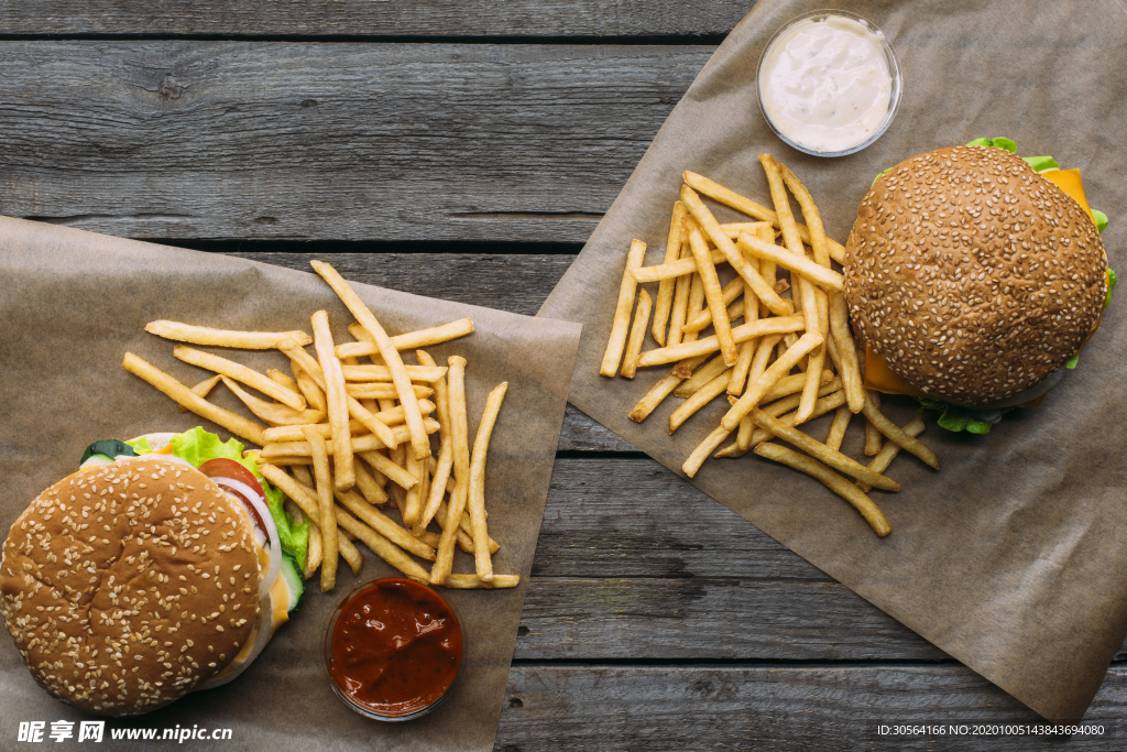 薯条汉堡零食美食背景海报素材