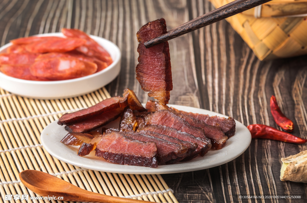 腊肉美食食材背景海报素材