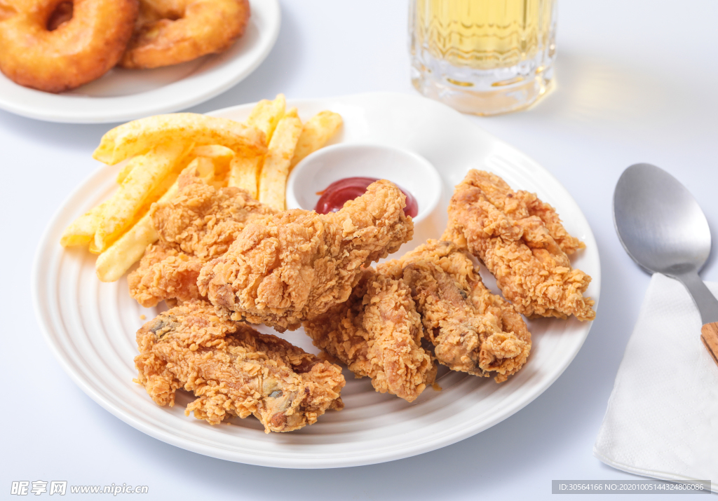 油炸鸡腿美食食材背景海报素材