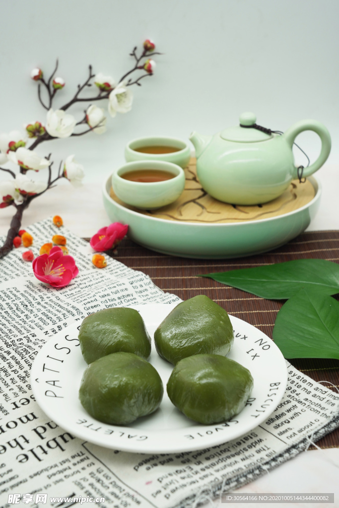 青团美食食材背景海报素材