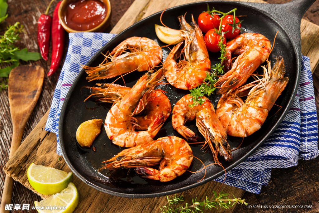 油焖大虾美食背景海报素材