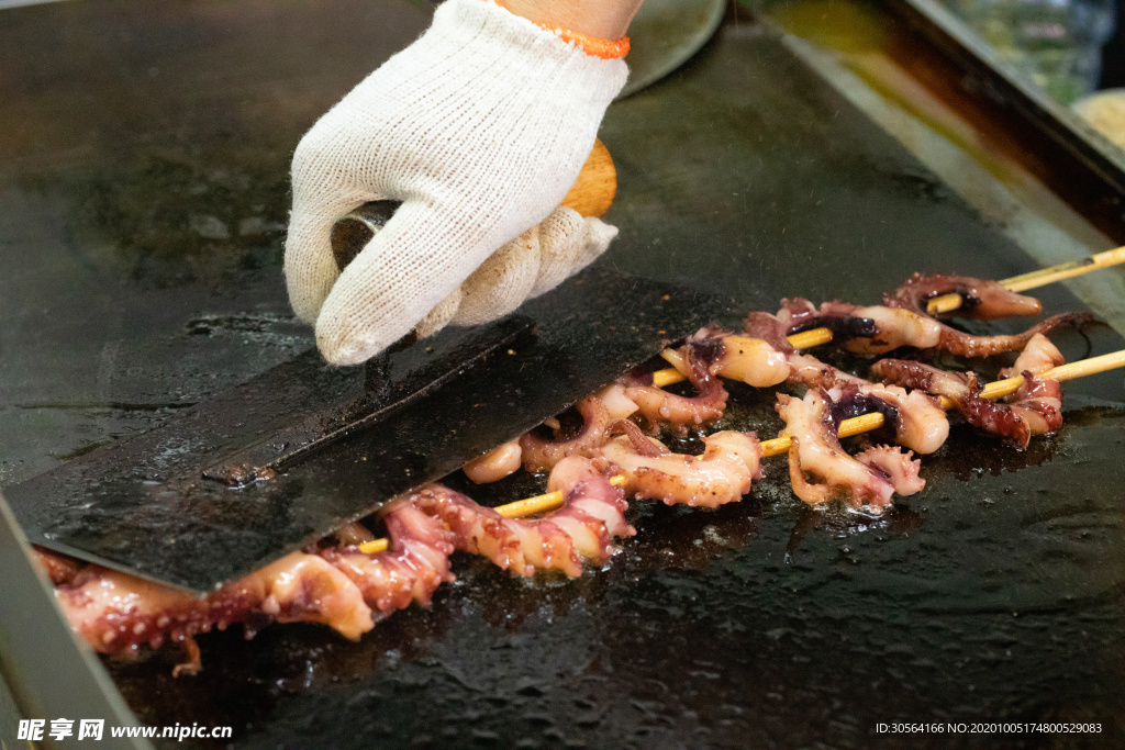 铁板鱿鱼美食食材背景海报素材