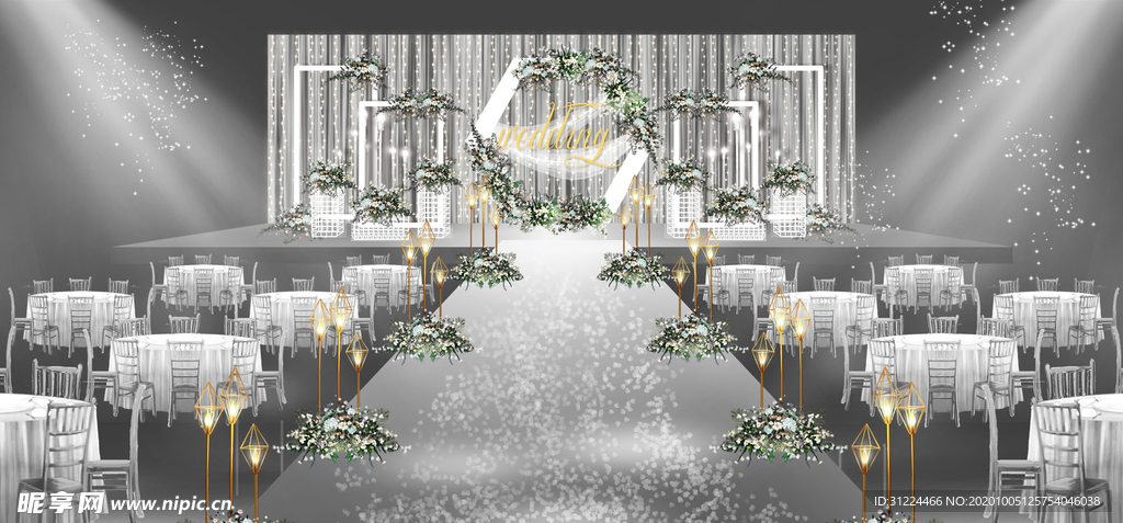 灰色布幔简约婚礼背景