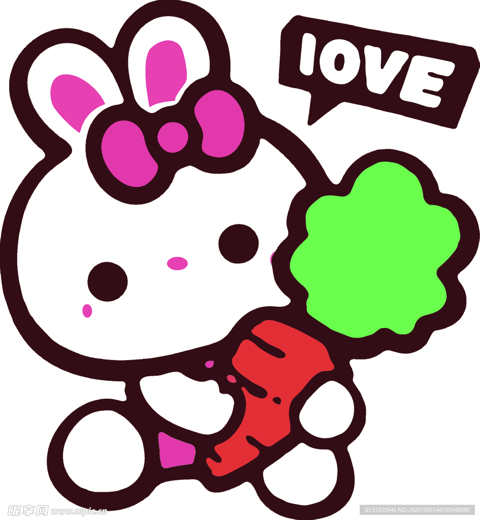 兔子 胡萝卜 蝴蝶结