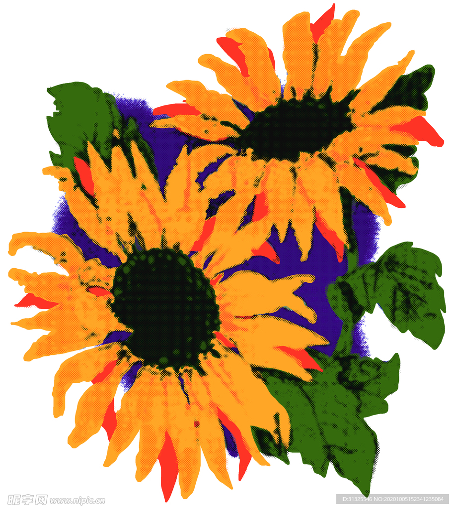 向日葵 网点 花  裁片