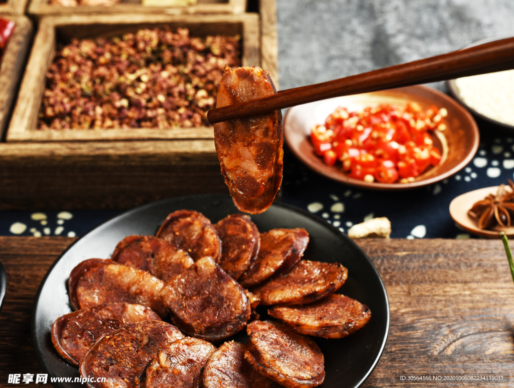 腊肠美食食材背景海报素材