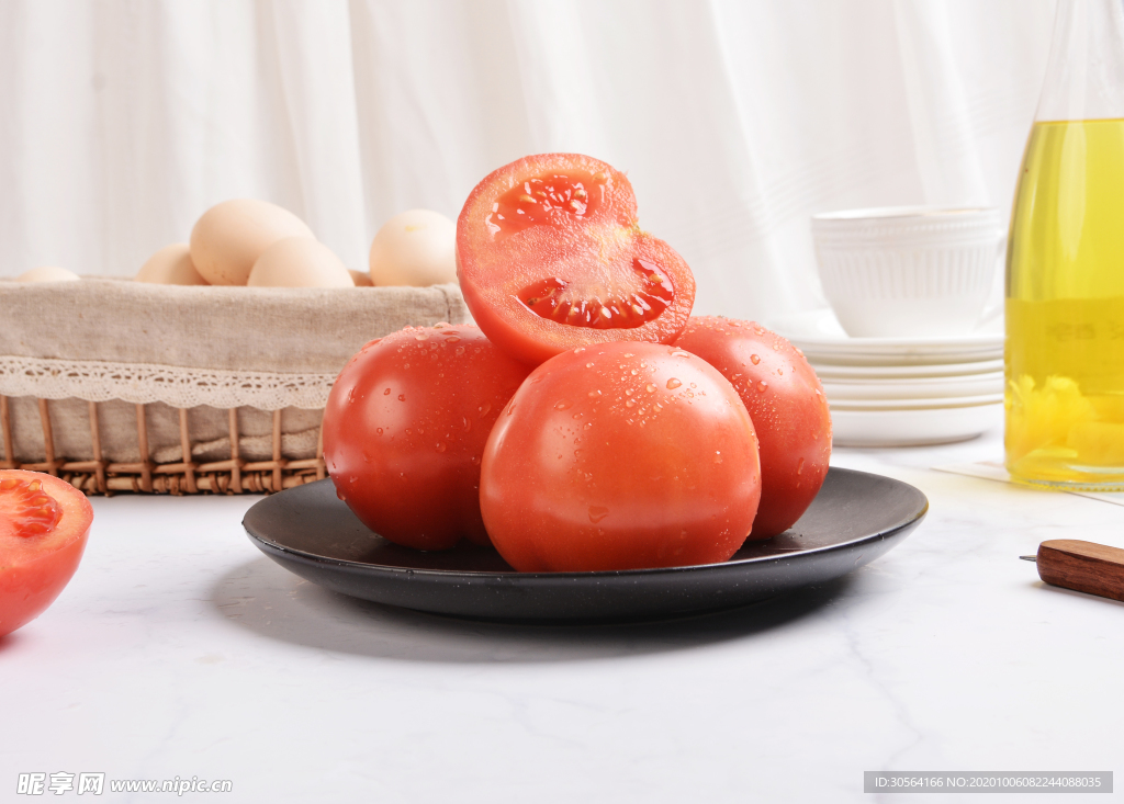 番茄水果果实背景海报素材