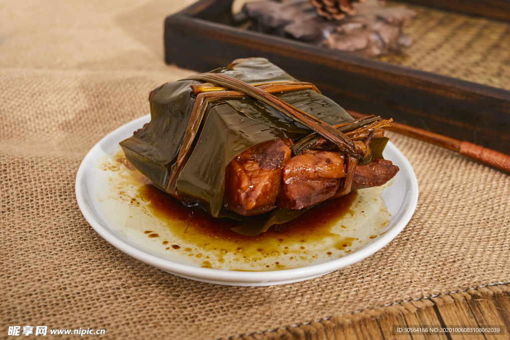 荷叶包肉美食食材背景海报素材