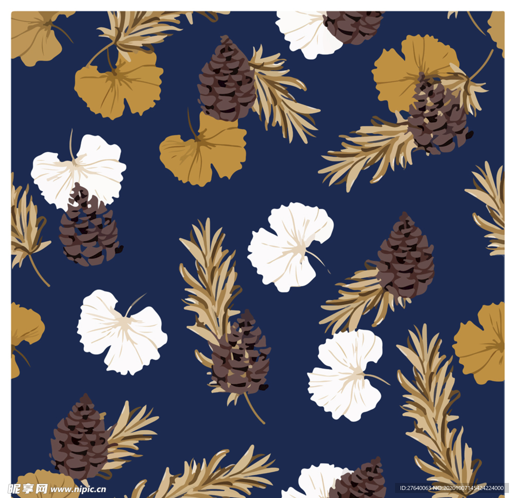 小清新拼色植物装饰背景底纹素材