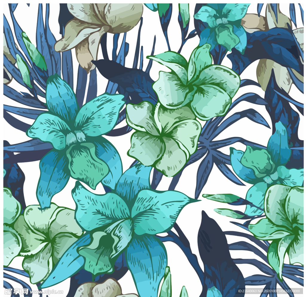 热带绿色植物背景底纹