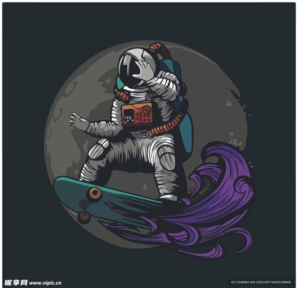 太空滑板宇航员图片