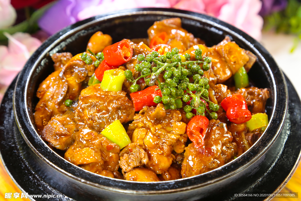鸡肉煲美食食材背景海报素材