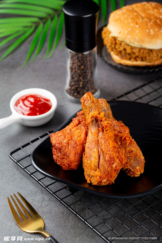 炸鸡鸡腿美食食材背景海报素材