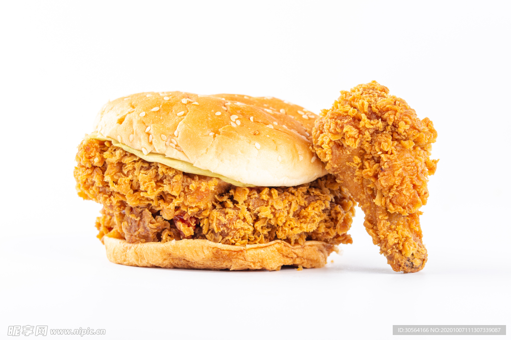炸鸡汉堡美食食材背景海报素材