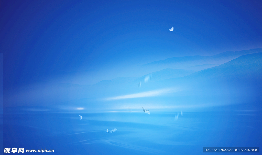 蓝色海洋水波高山