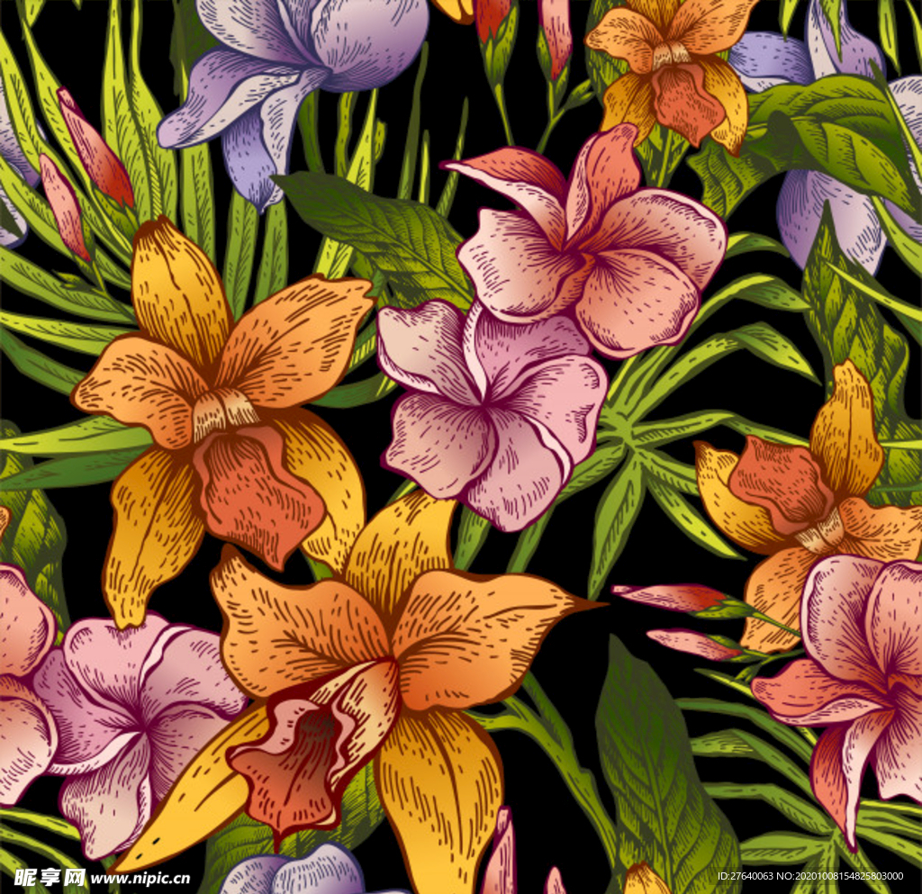 小清新花纹背景底纹图片