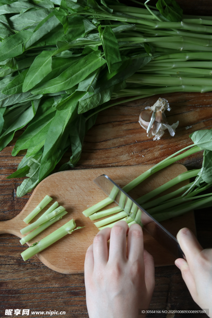 空心菜案板食材背景海报素材