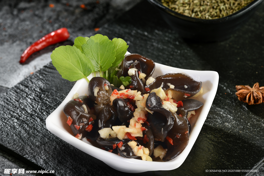 木耳凉菜美食食材背景海报素材