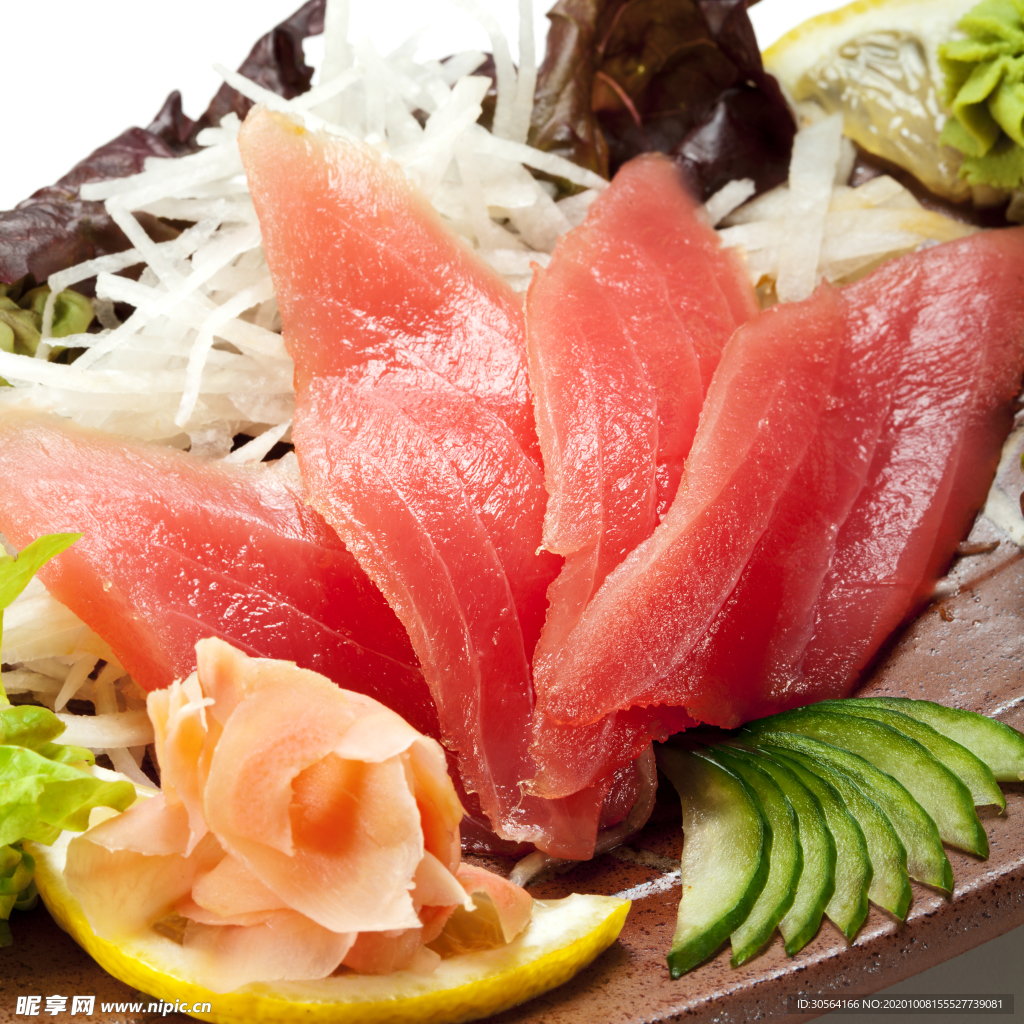 三文鱼片日式食材背景海报素材