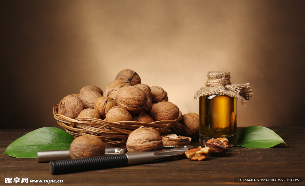 核桃油脂配料背景海报素材