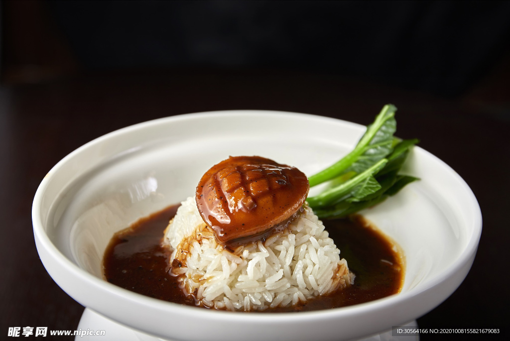 鲍汁扣饭美食食材背景海报素材