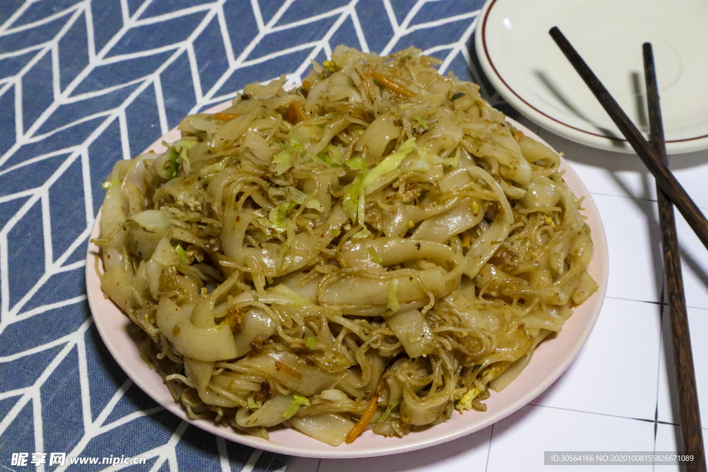 炒河粉美食食材背景海报素材