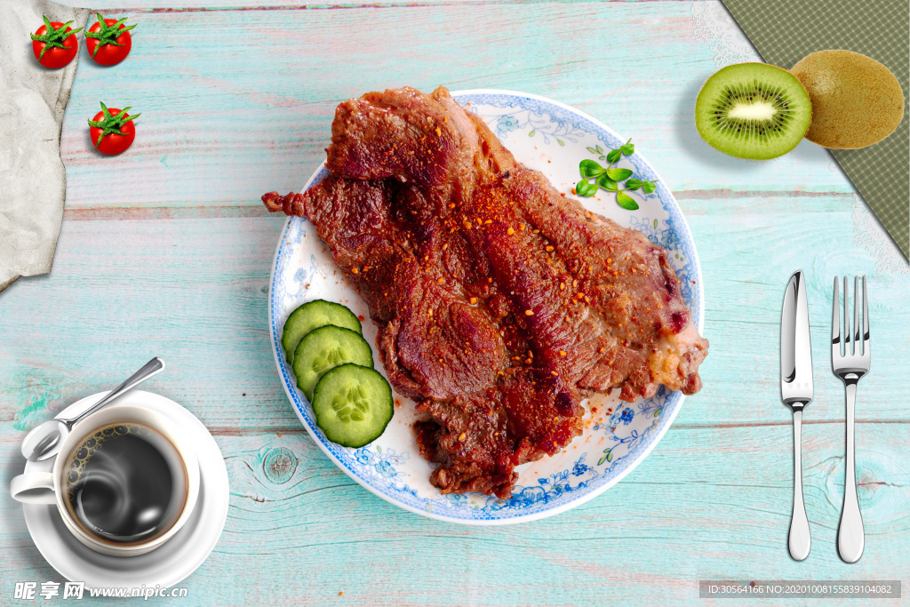 羊排美食食材背景海报素材