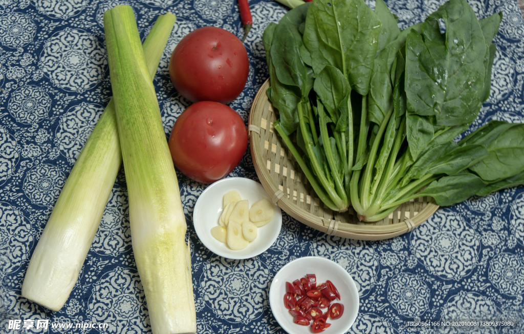 大葱西红柿食材背景海报素材
