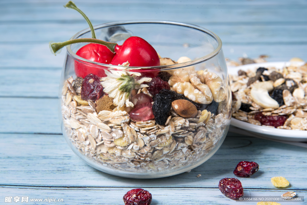 燕麦樱桃早餐背景海报素材