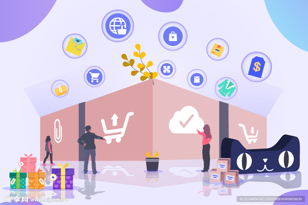 双十一双二十促销背景AI矢量