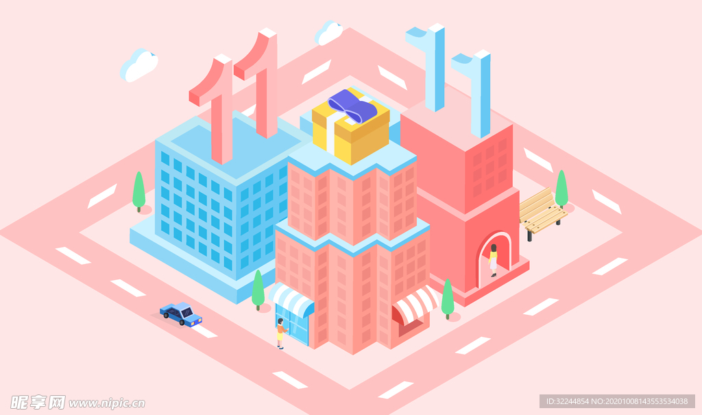 双十一双二十促销背景AI矢量