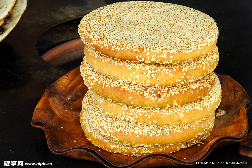 芝麻脆饼主食美食背景海报素材