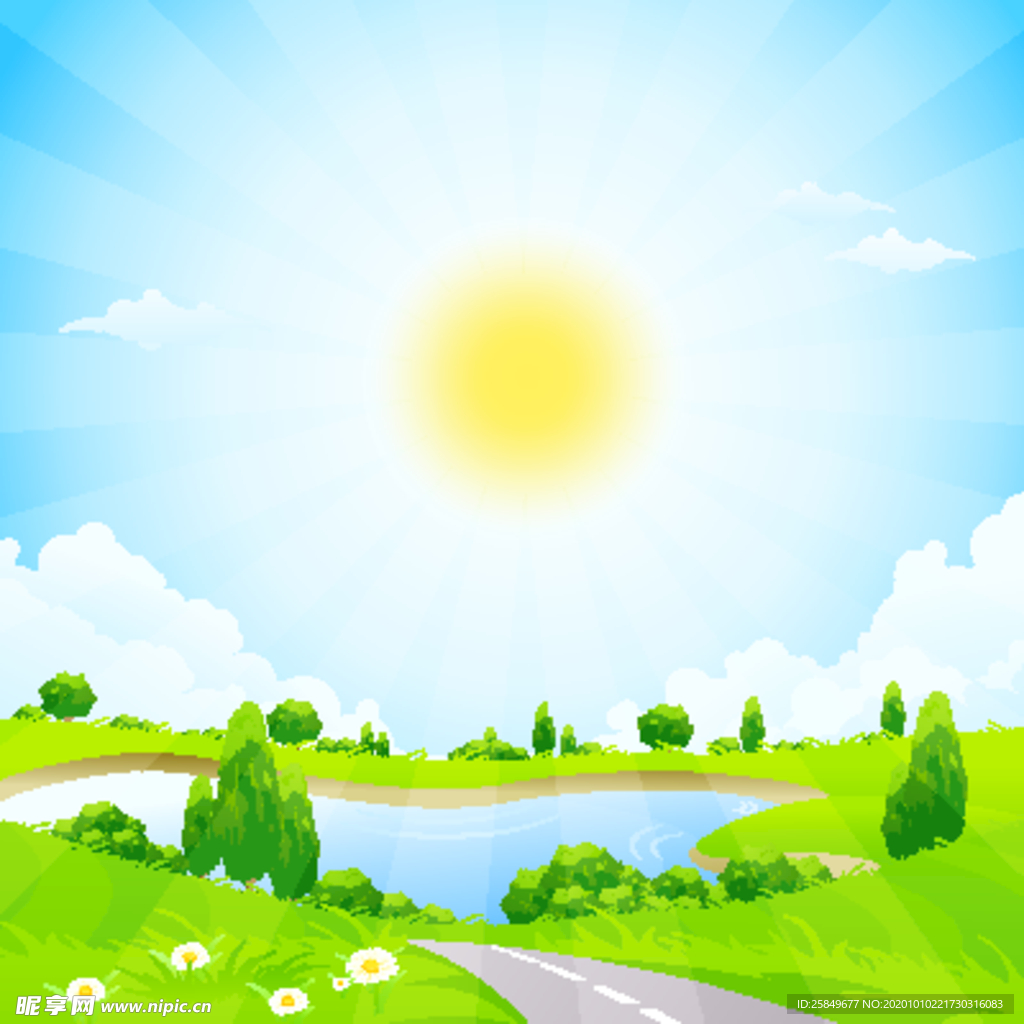 风景画 树叶 森林树叶  插画