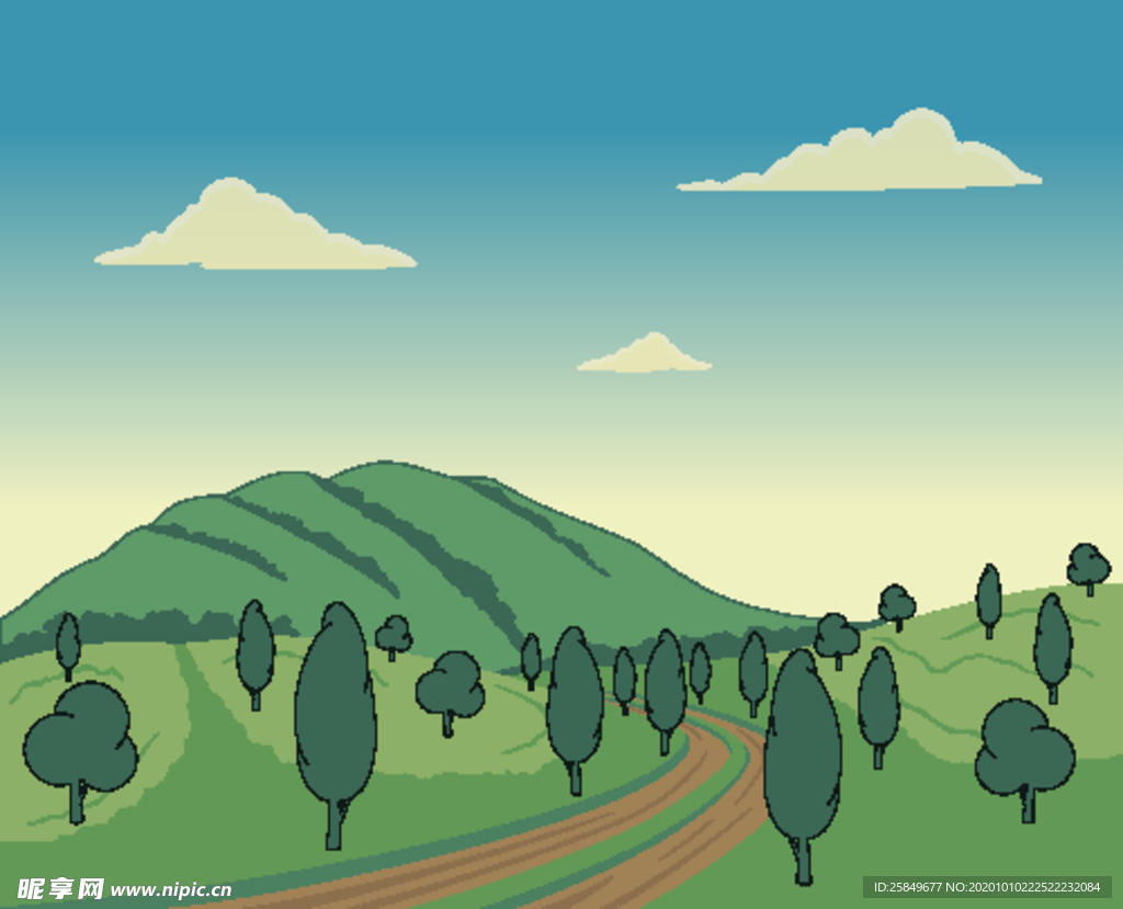 风景画 树叶 森林树叶  插画