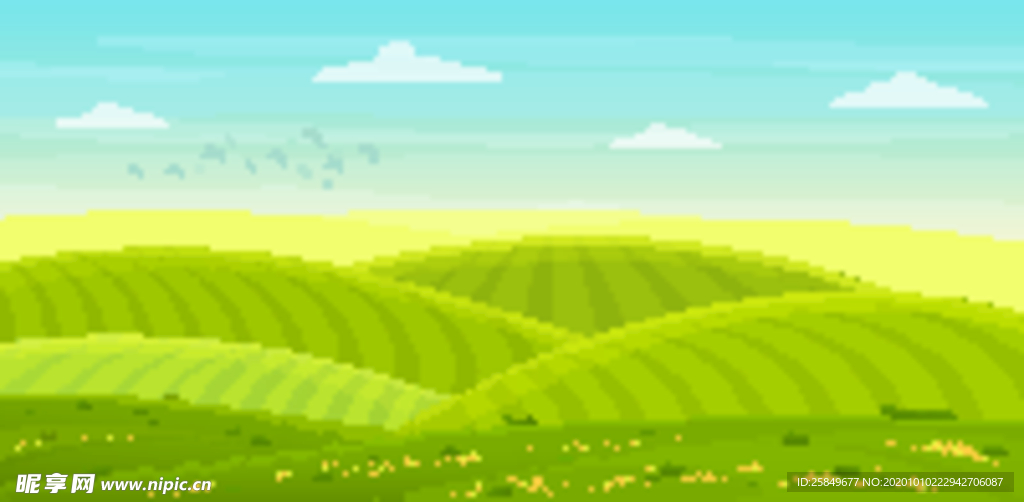 卡通蓝天草地
