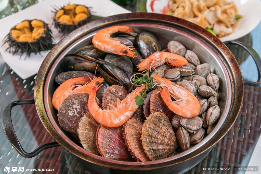 大虾扇贝火锅背景海报素材