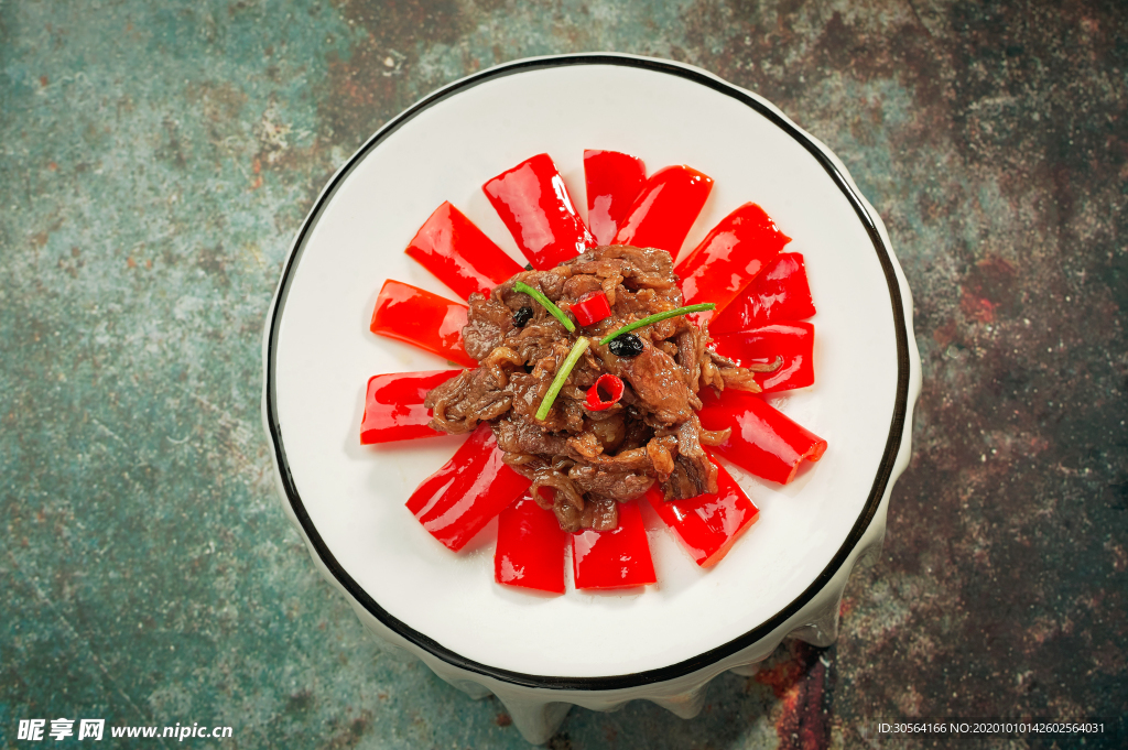 红椒牛肉美食食材背景海报素材