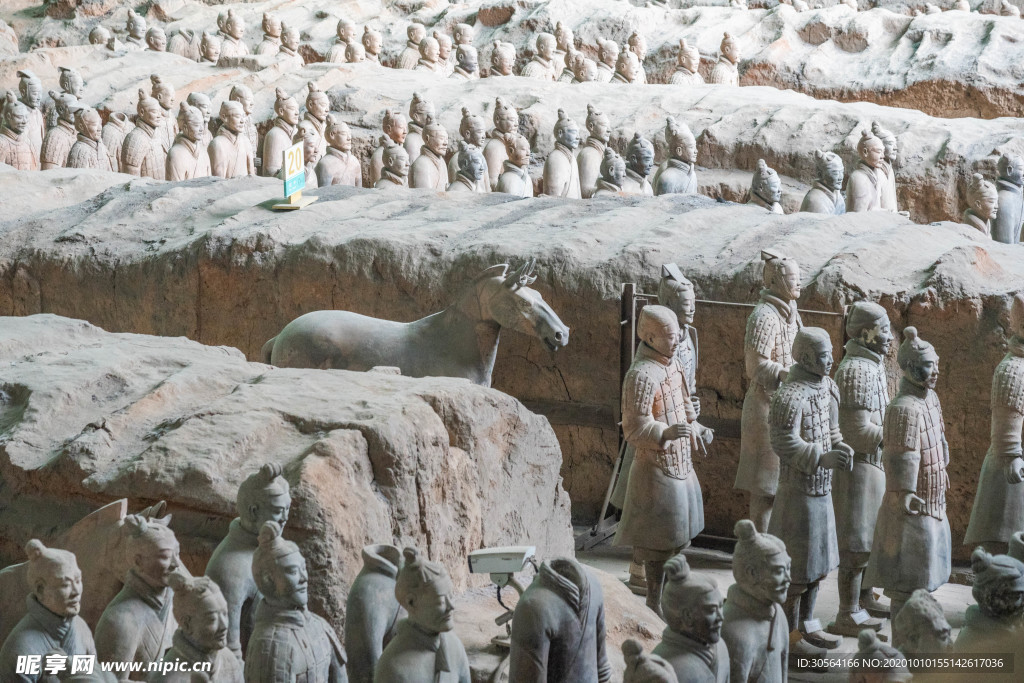 兵马俑地标旅游背景海报素材