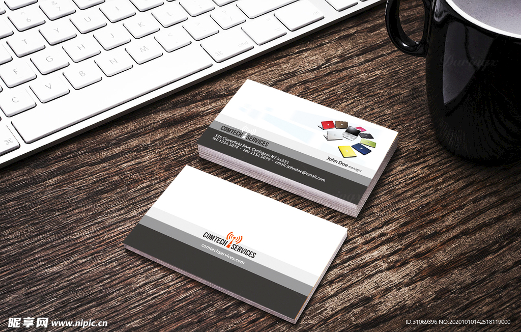 简约通用名片双面PSD展开图