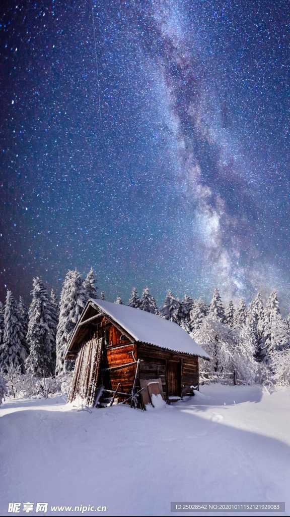 雪地星空北极手机高清壁纸