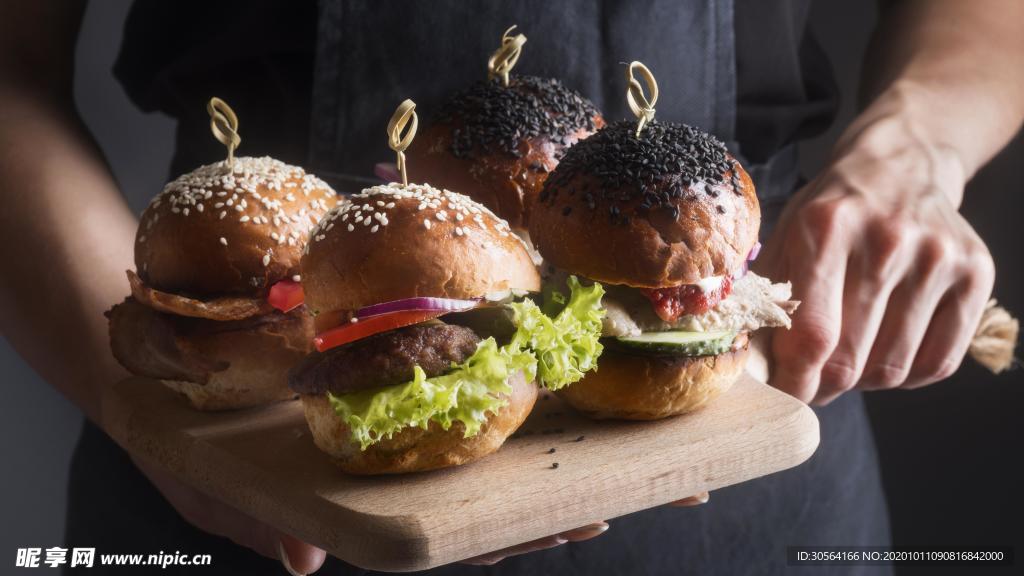 汉堡零食美食食材背景海报素材