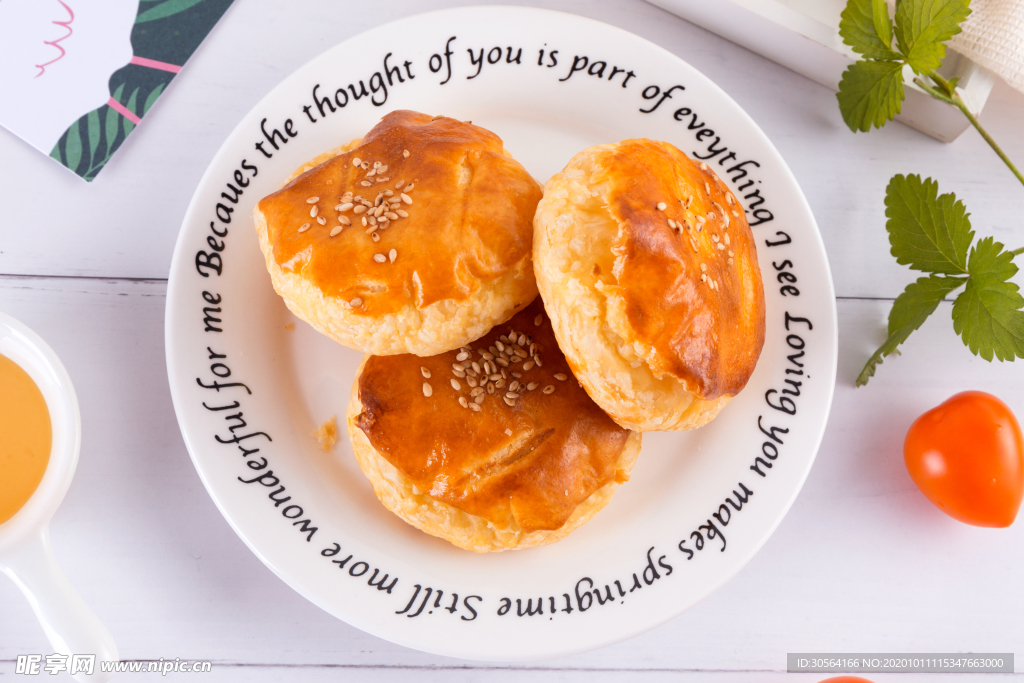 芝麻烧饼甜品食材海报素材