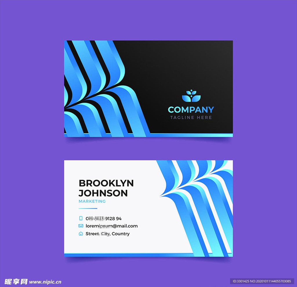 渐变色名片矢量设计素材