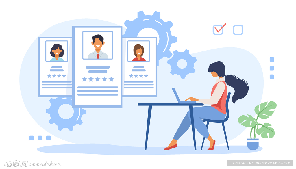 人物插图 扁平办公人物矢量插图